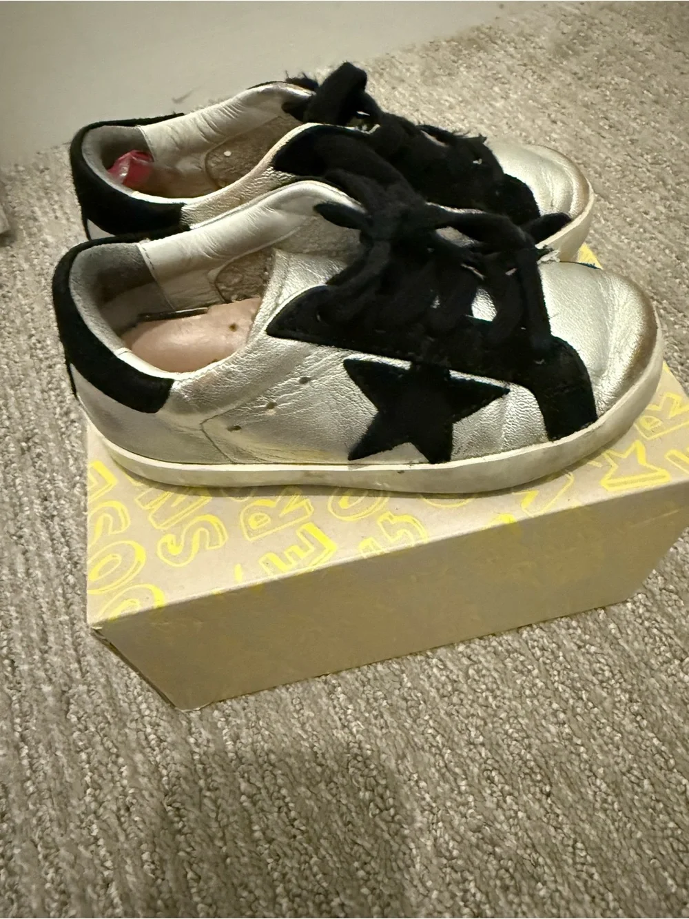 Golden Goose Kids Silver and Black Low-Top Sneakers